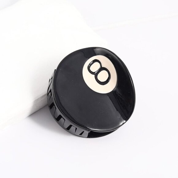 Black 8 Ball Hair Claw Clip for Women Modern Acetate Stylish Utility main image 5